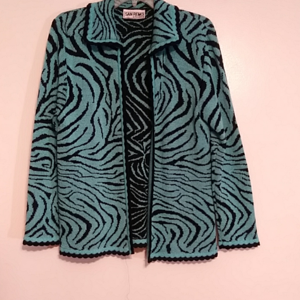 Teal and black sweater